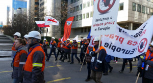 Polscy hutnicy też protestują w Brukseli