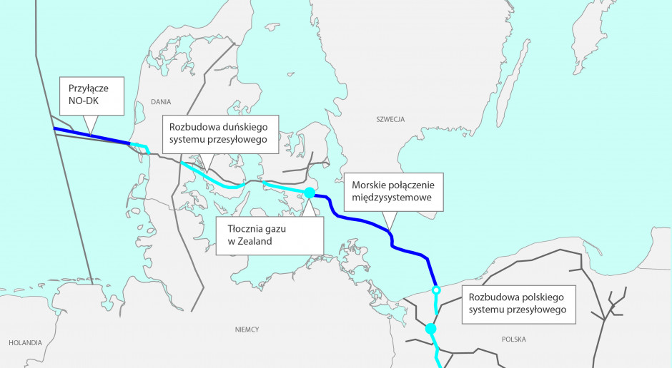 Planowany przebieg gazociągu Baltic Pipe (źródło: Gaz-System)