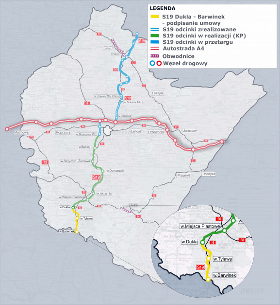 Umowa dotyczy odcinka drogi zaznaczonego żółtym kolorem (źródło: Ministerstwo Infrastruktury)