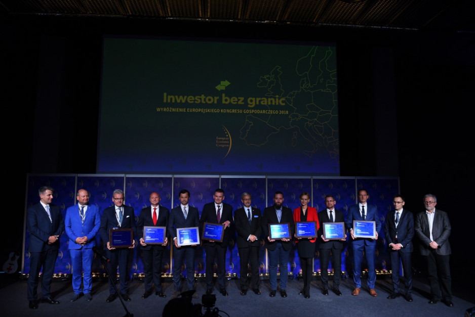Tegoroczni laureaci wyróżnień Inwestor Bez Granic podczas uroczystej gali, która odbyła się pierwszego dnia Europejskiego Kongresu Gospodarczego.