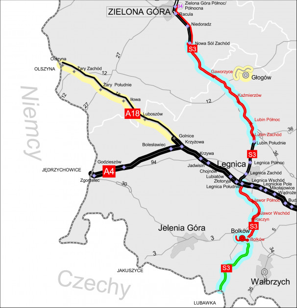 Droga A18 prowadzi do granicy Polski z Niemcami (źródło: mat. pras.)