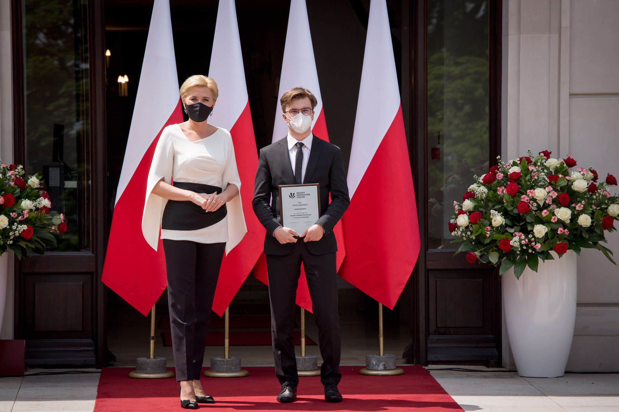 Decyzją Pierwszej Damy Agaty Kornhauser-Dudy Młodym Promotorem Polski 2021 został Piotr Alexewicz. fot. Kamil Broszko/Teraz Polska