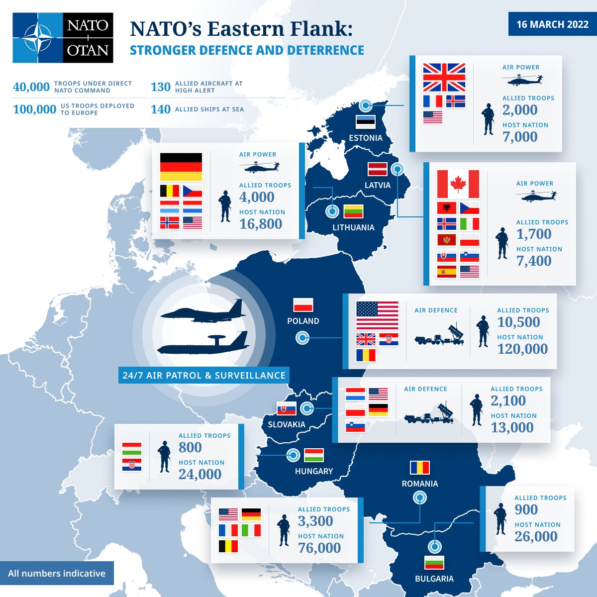 Gdzie i ile wojsk sojuszniczych znajduje się na wschodniej flance NATO, Grafika: NATO