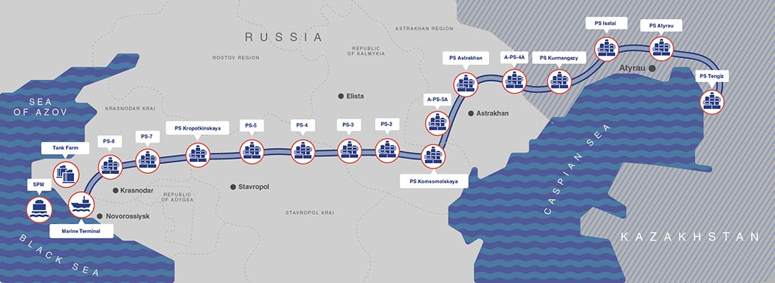 Trasa ropociągu Tengiz–Noworosyjsk, zarządzanego przez konsorcjum Caspian Pipeline Consortium (CPC). Fot. mat. pras. CPC