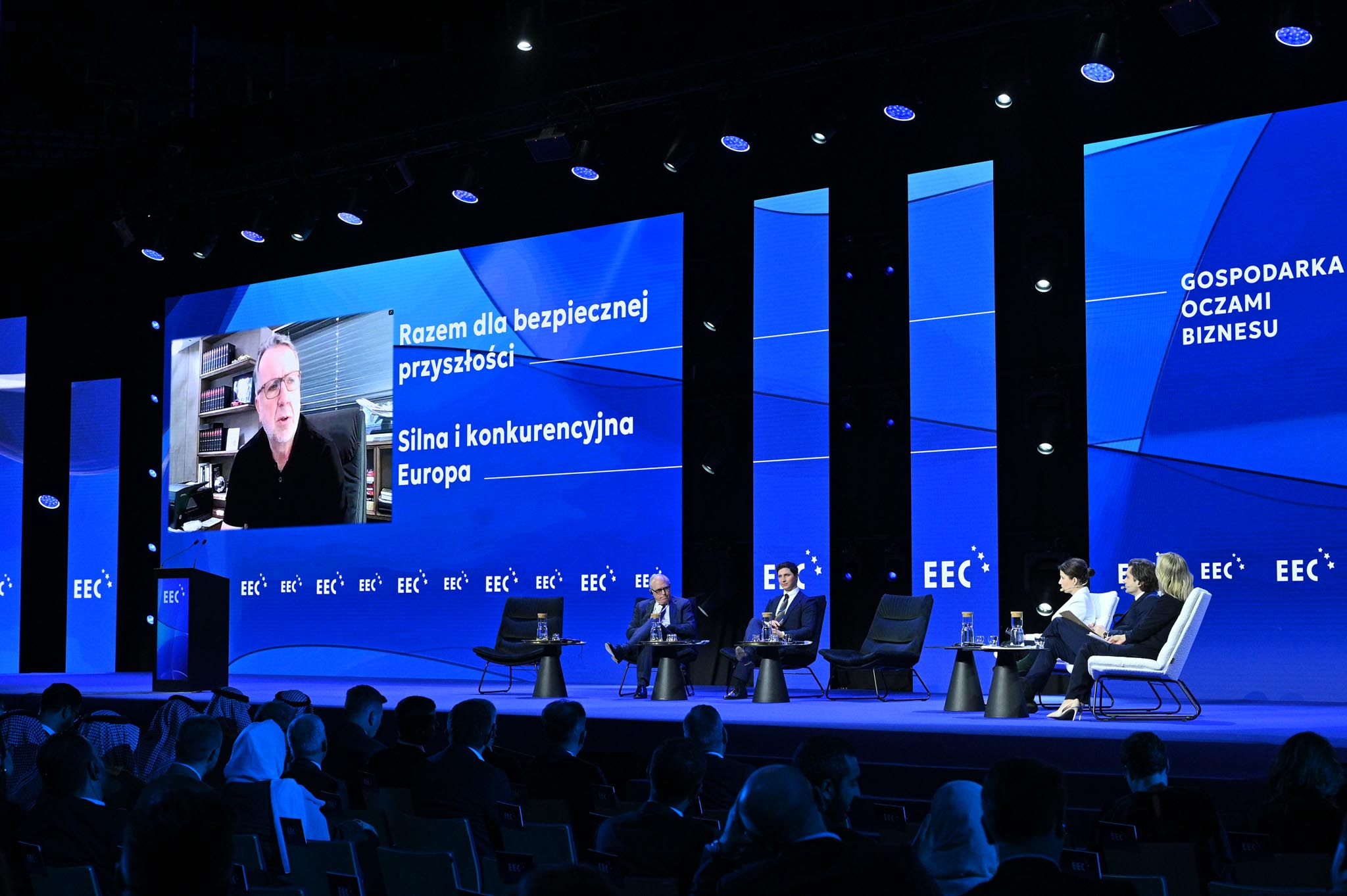 Sołowow przekonywał o ważnej dla bezpieczeństwa roli konkurencyjności własnej europejskiej produkcji przemysłowej. Fot. PTWP/LC