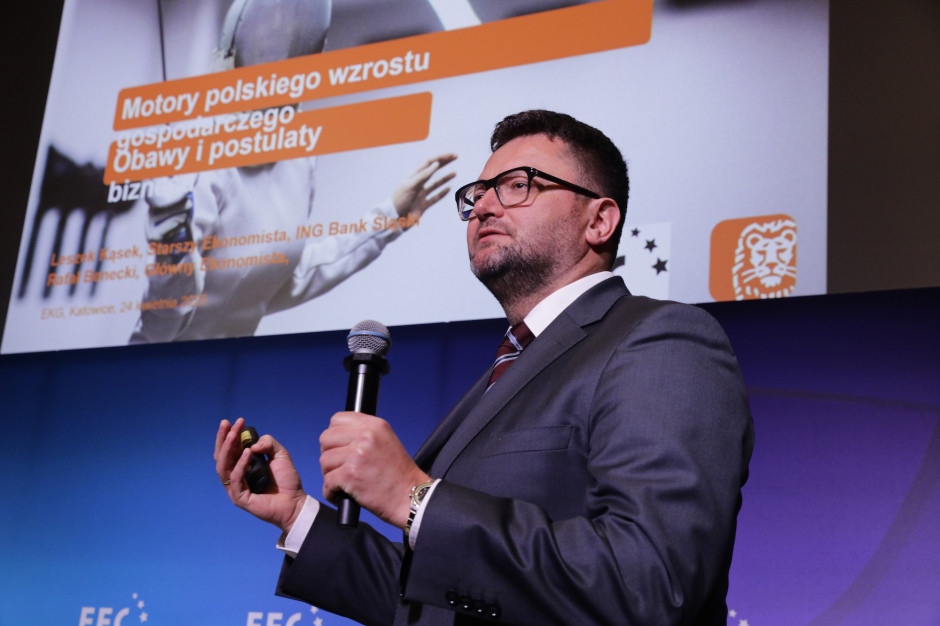 Prezentacja raportu ING/EEC. Na zdjęciu Leszek Kąsek, starszy ekonomista Biura Analiz Makroekonomicznych w ING Banku Śląskim. Fot. PTWP