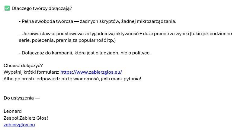 Influencers from Crazy Nauka received such messages