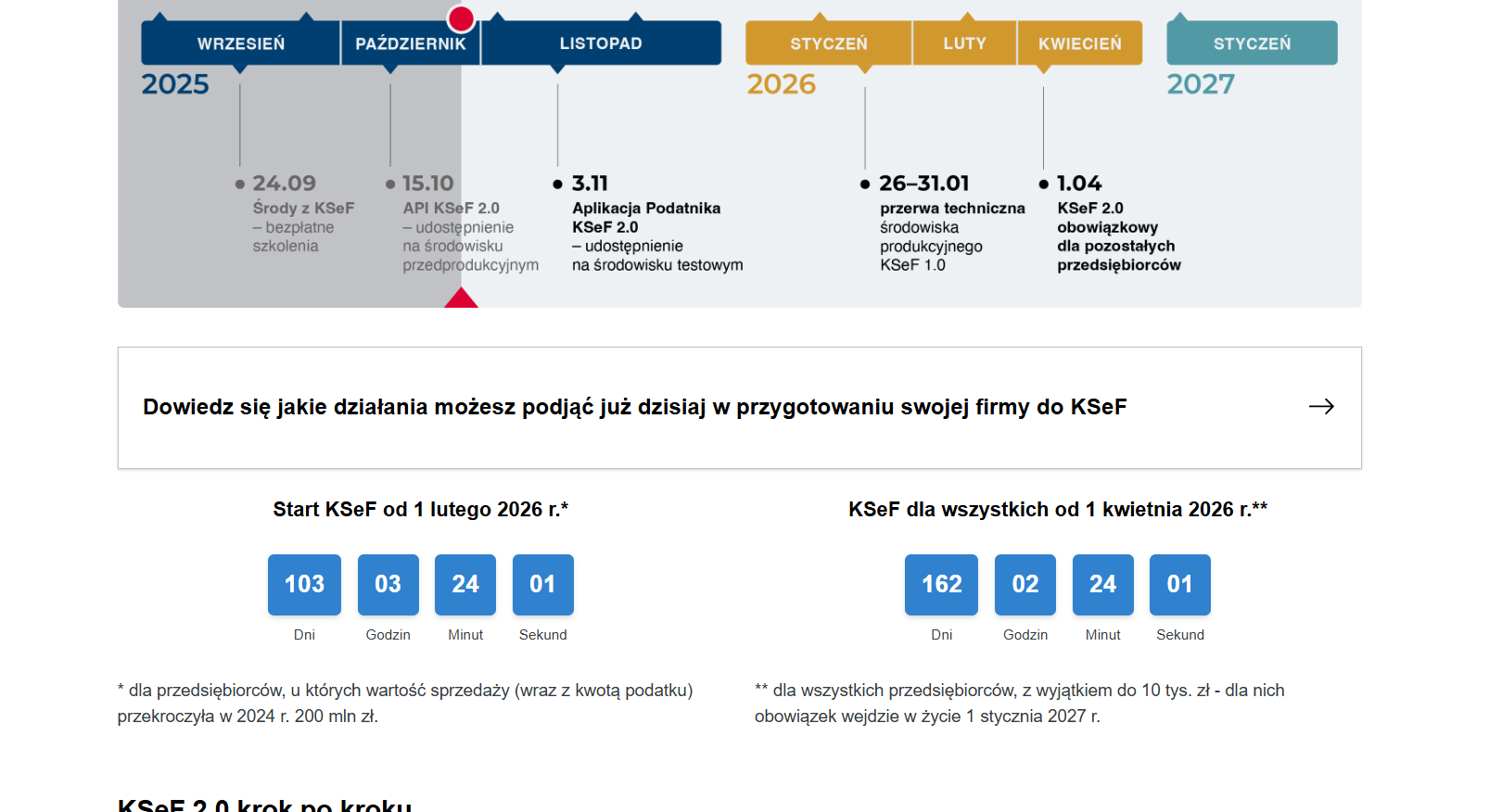 As of October 20, 2025, the Ministry of Finance's website https://ksef.podatki.gov.pl/ still contains imprecise information that the KSeF applies only to