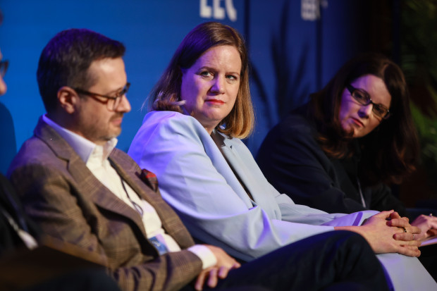 XVIII Europejski Kongres Gospodarczy. Forum Współpracy gospodarczej: Polska-Niemcy. Rafał Rudziński, Pia Schall, Lyndsay Sullivan