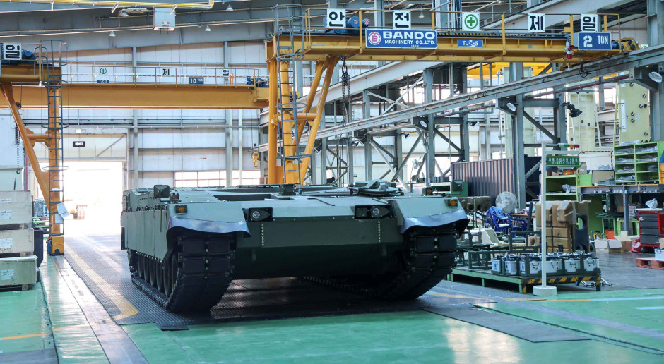 Kadłub czołgu K2 w Army Consolidated Maintenance Depot w Changwon w Korei Południowej Fot. Materiały prasowe / ROKA