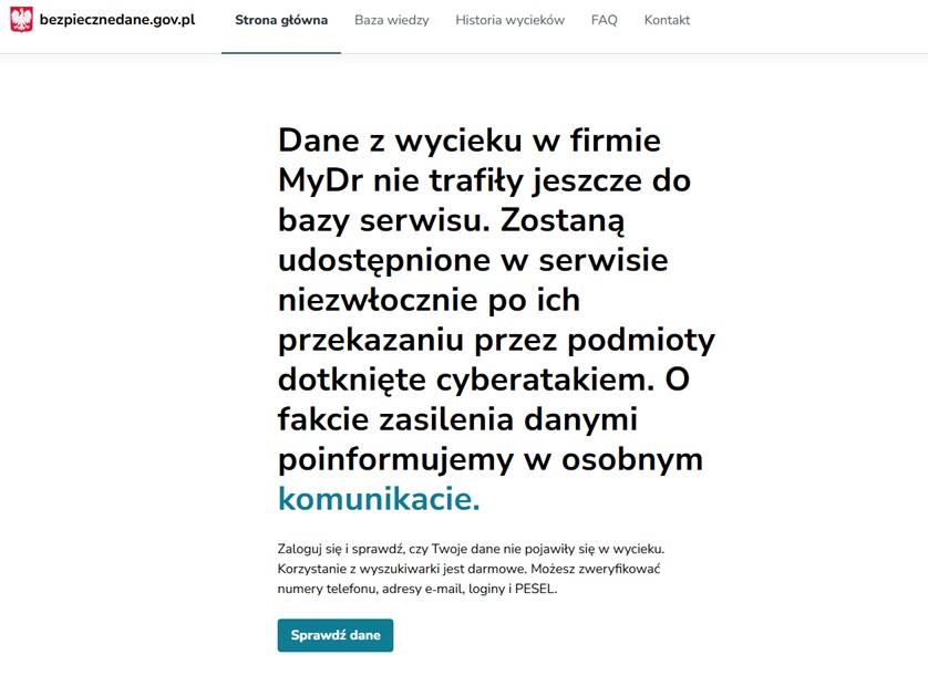 Zrzut ekranu ze strony BezpieczneDane.gov.pl.  Fot. Materiały prasowe / BezpieczneDane.gov.pl / Ministerstwo Cyfryzacji